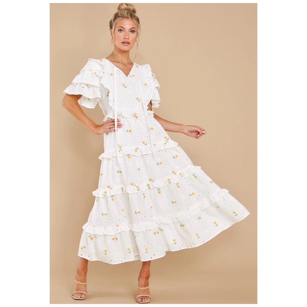 Just Me White Floral Dress